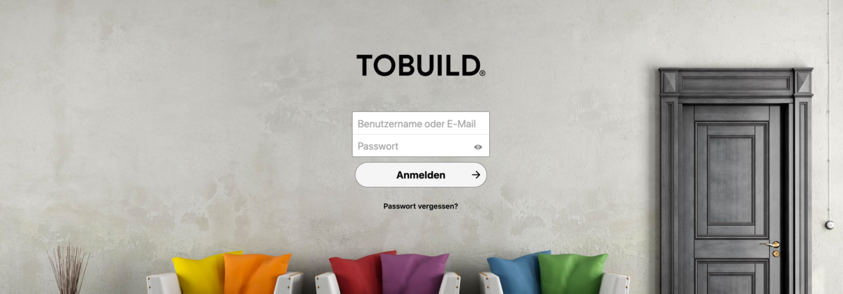 Das Bild zeigt die Startseite von TOBUILD.one